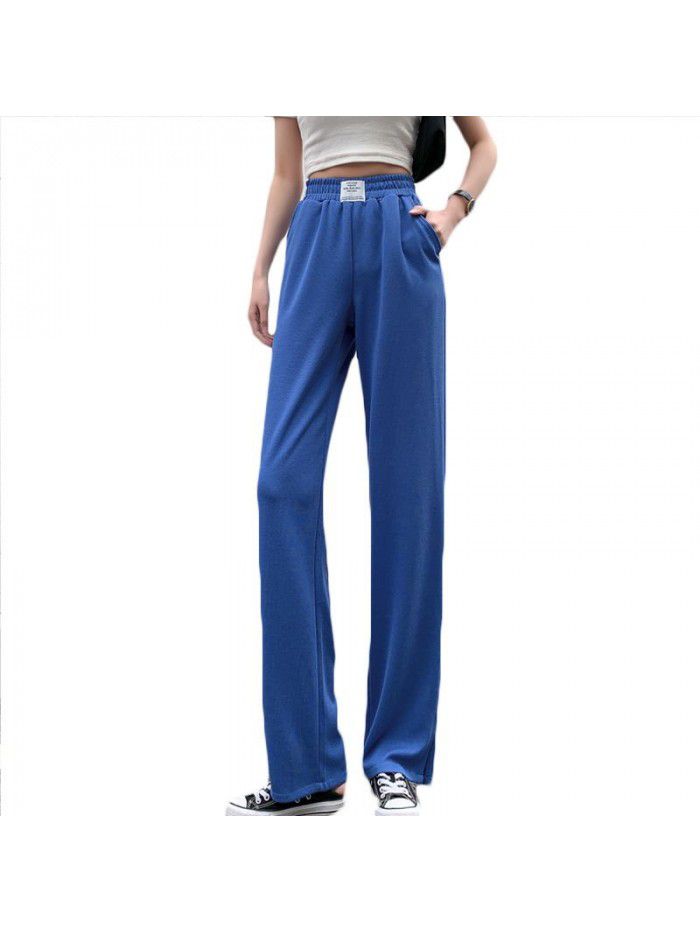 Real photo  spring and autumn new fashion wide leg pants loose split leisure pants women's high waist slim pants 