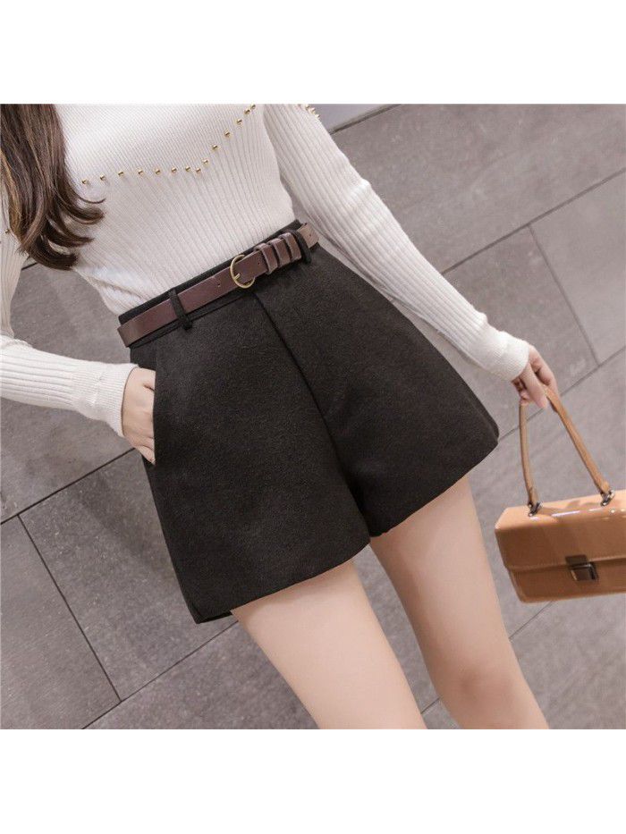 New women's A-line tweed shorts in autumn and winter of  
