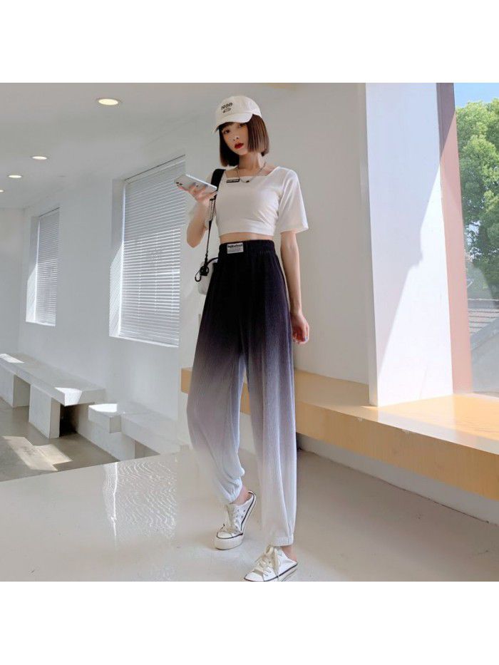 Gradient color design, foot binding, ice silk drape,  pants, women's summer new loose and thin casual pants 
