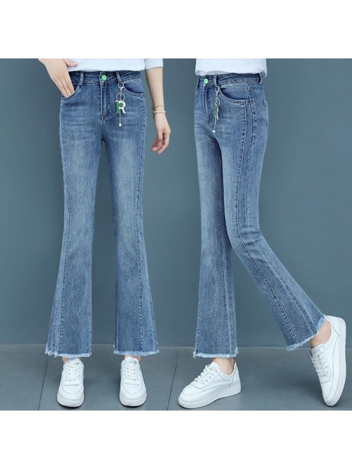 High waisted micro flared jeans women's sprin...
