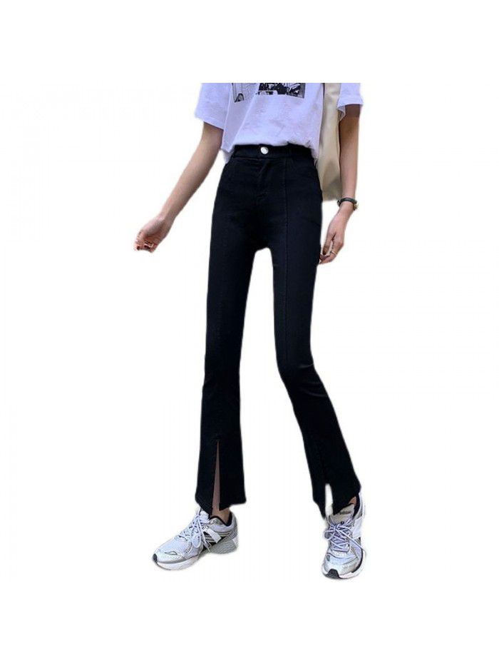 Real photo of  new style women's pants with split ends and leisure showing thin 