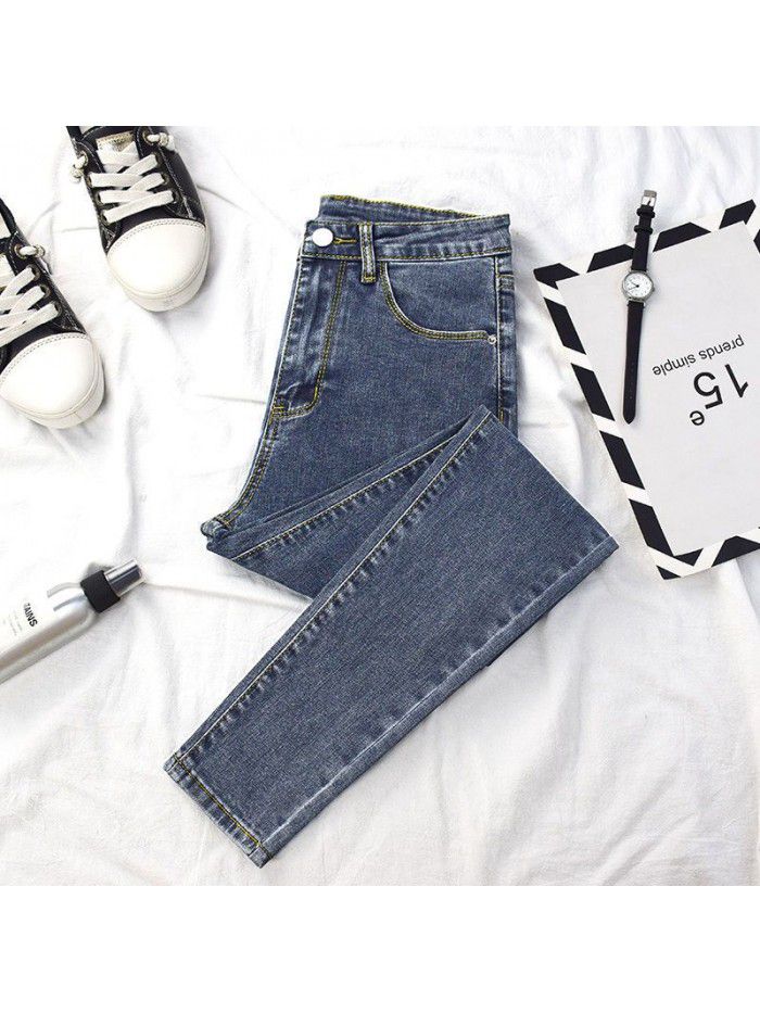 Light stretch large waist jeans women's Capris  new spring slim Leggings 