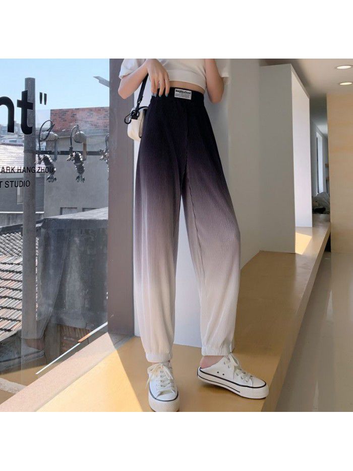Gradient color design, foot binding, ice silk drape,  pants, women's summer new loose and thin casual pants 