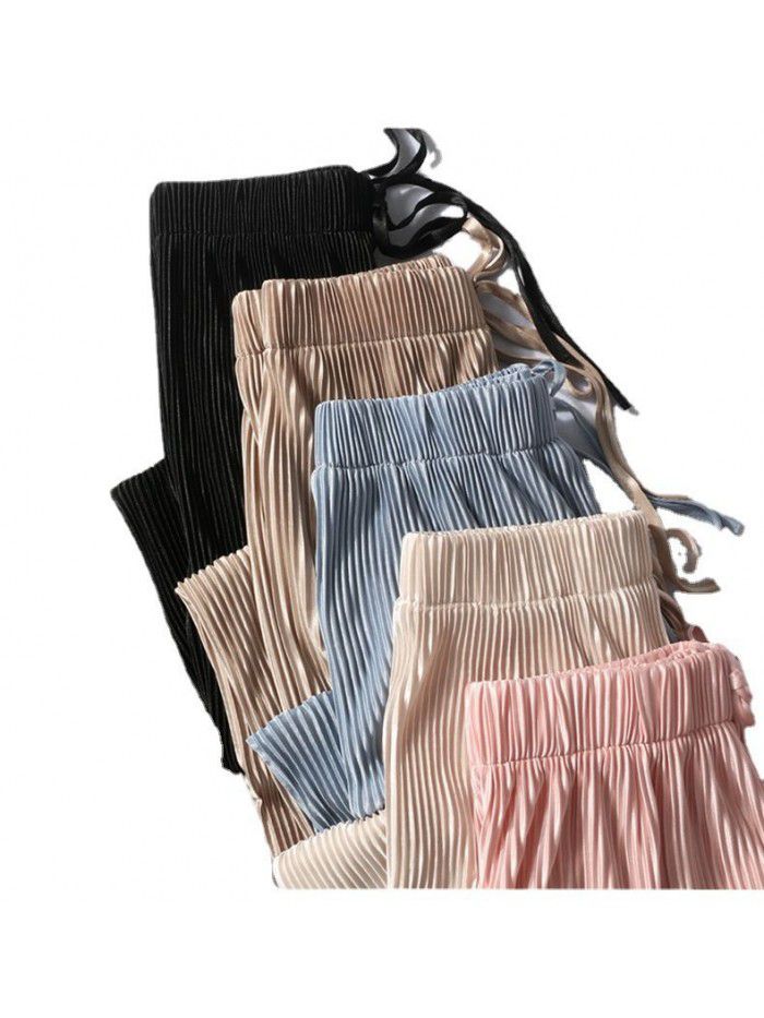 Pleated wide leg pants women's pants with high waist and sagging feeling 