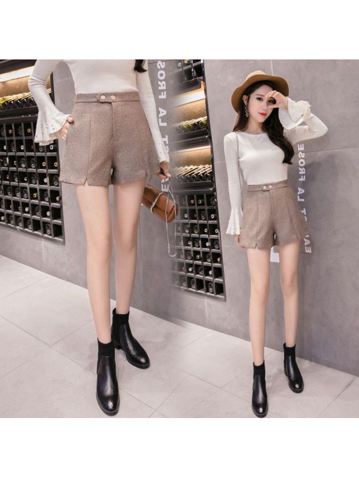 Pants women's autumn and winter new  Korean high waist woollen cloth versatile broad leg bottomed boots pants women 