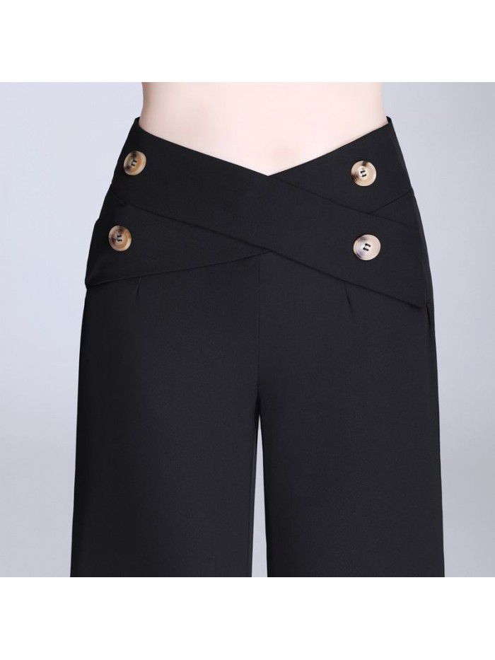  women's spring summer high waist straight casual pants 
