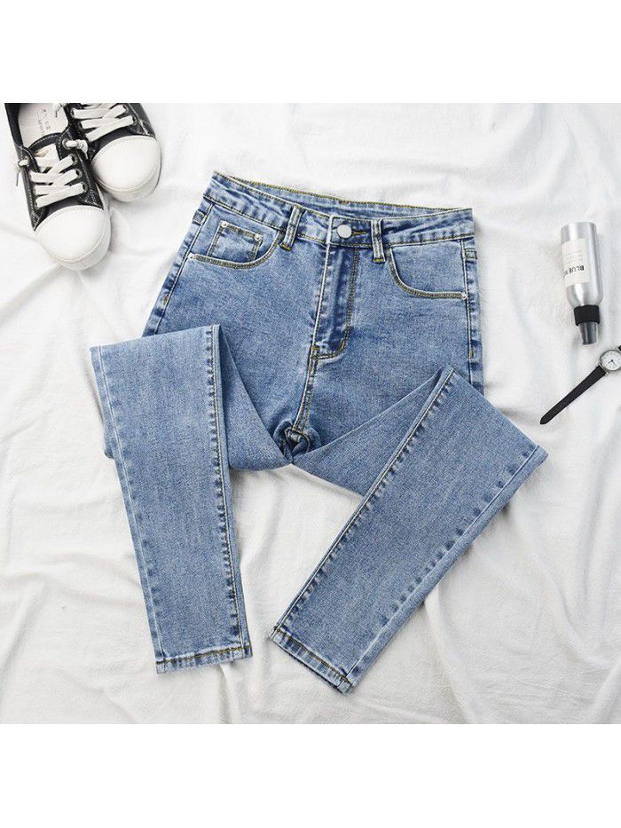 Light stretch large waist jeans women's Capris  new spring slim Leggings 