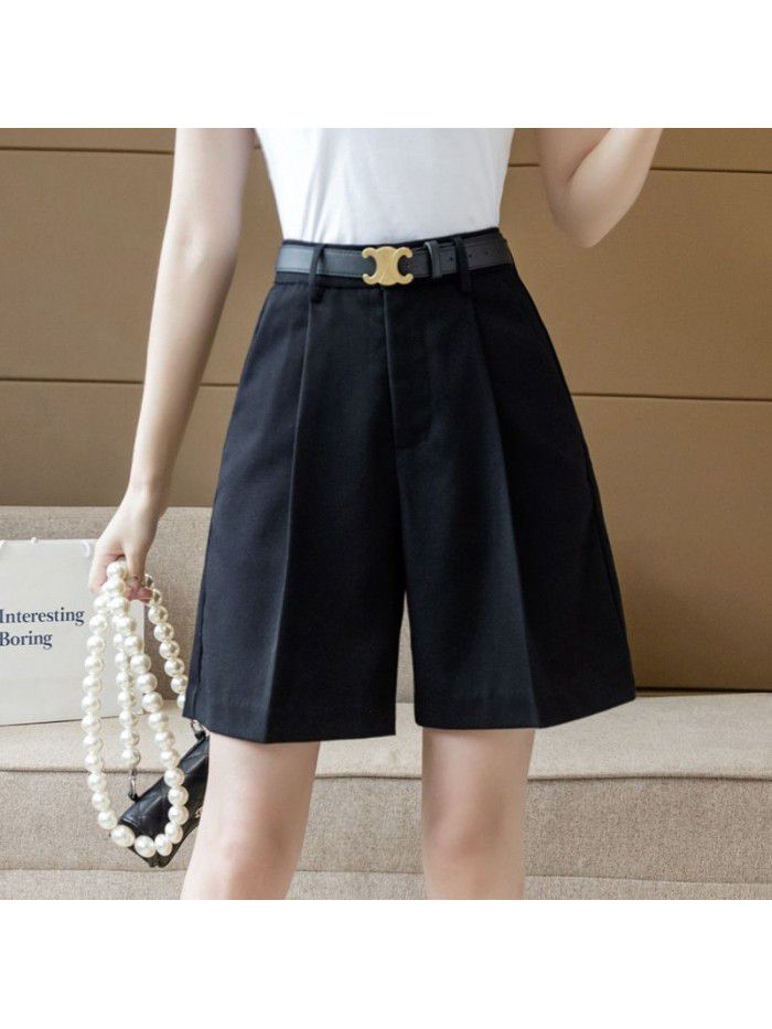  summer new Korean women's wear high waist slim suit wide leg pants loose casual pants women's wear 