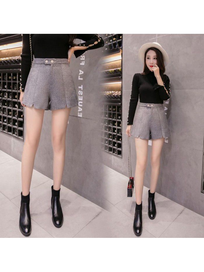 Pants women's autumn and winter new  Korean high waist woollen cloth versatile broad leg bottomed boots pants women 