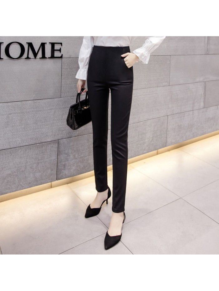 Side zipper pants women's professional wear super high waist trousers slim fit small foot suit pants women's Capris 
