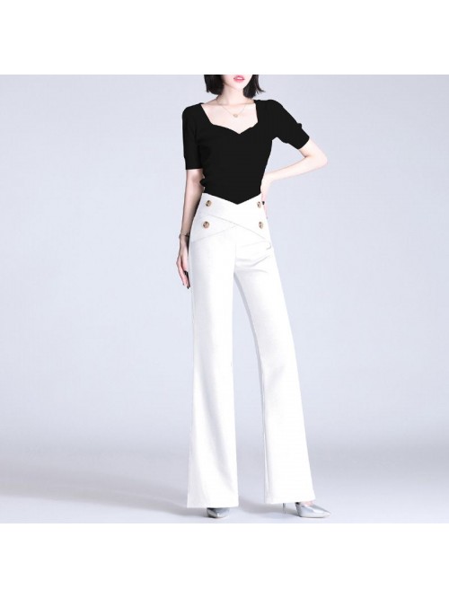  women's spring summer high waist straight ca...