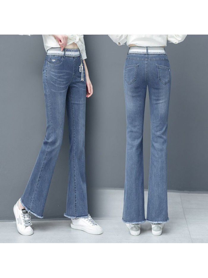 High waisted micro flared jeans women's spring and autumn  new elastic slim flared pants 