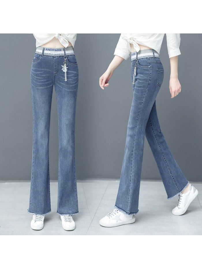 High waisted micro flared jeans women's spring and autumn  new elastic slim flared pants 