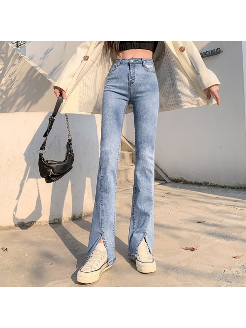 Micro stretch jeans women's high waist loose ...