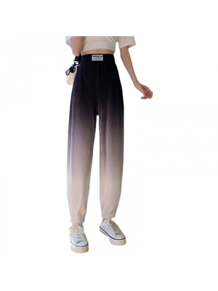 Gradient color design, foot binding, ice silk drape,  pants, women's summer new loose and thin casual pants 
