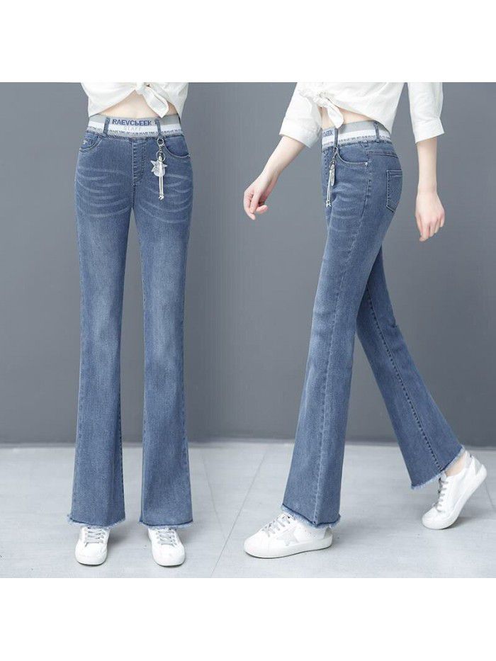 High waisted micro flared jeans women's spring and autumn  new elastic slim flared pants 