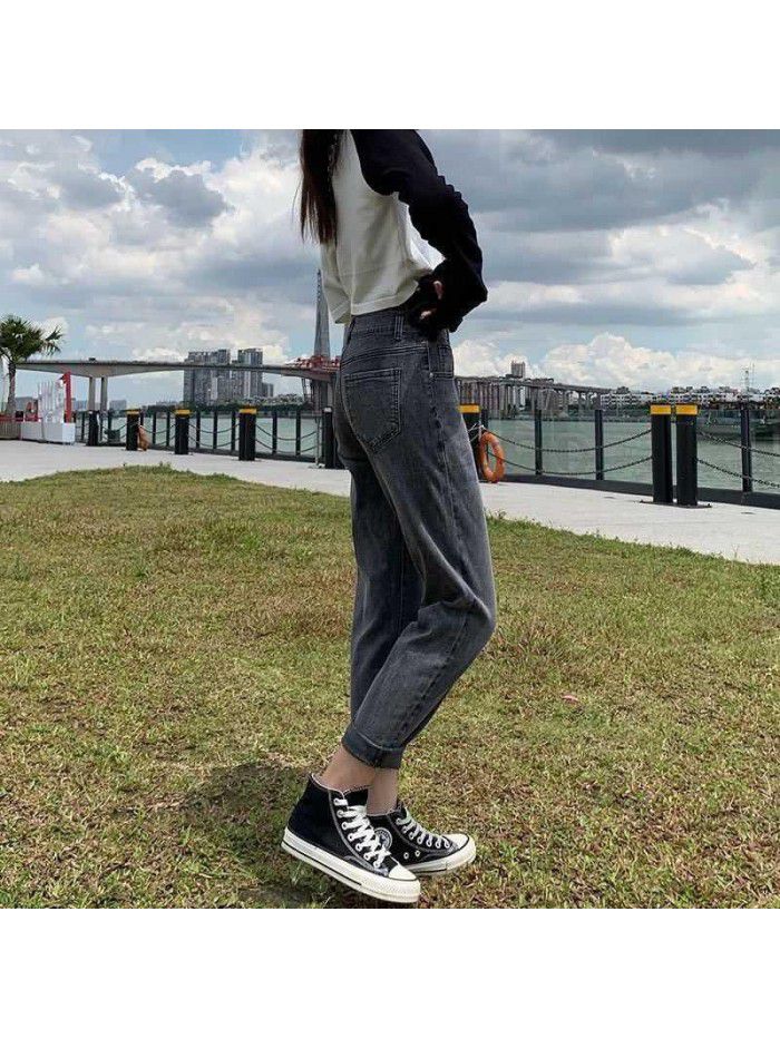 High waisted jeans  new summer drape elegant small straight tube daddy jeans women's jeans 