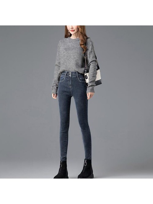 High waist jeans women's new slim fit pencil ...