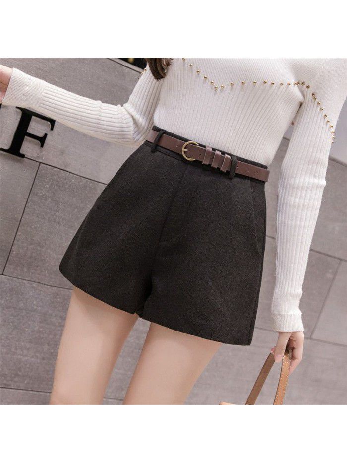 New women's A-line tweed shorts in autumn and winter of  