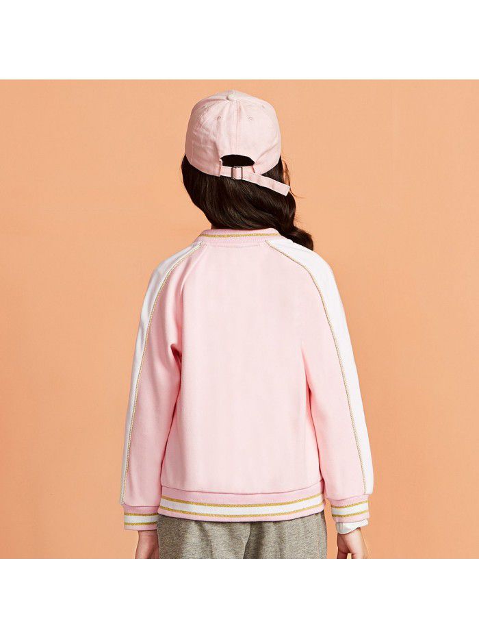 Spring new girls' coat loose and fashionable children's baseball suit comfortable sports top 