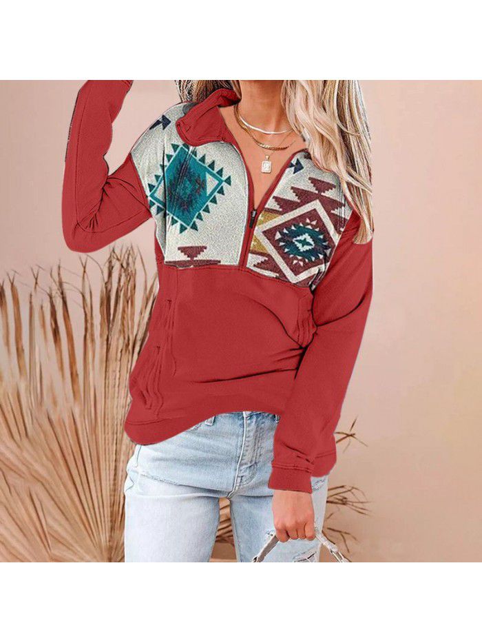 Autumn Street Trendy Cotton Pullover Long Sleeve Hooded Loose Sweater Women's T-shirt