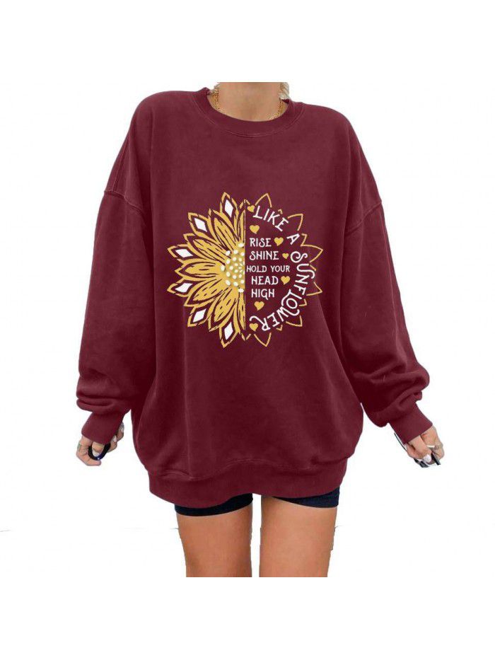 Autumn and Winter Round Neck Pullover Sweatshirt Women's Urban Style Brushed Sweatshirt