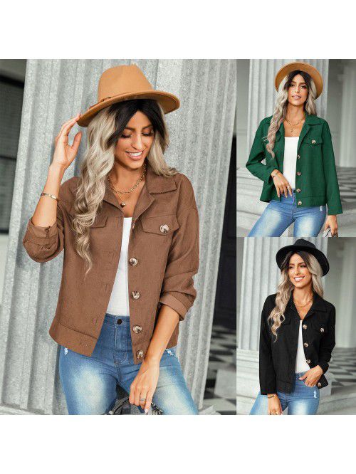 Autumn and Winter New Corduroy Coat Women's F...