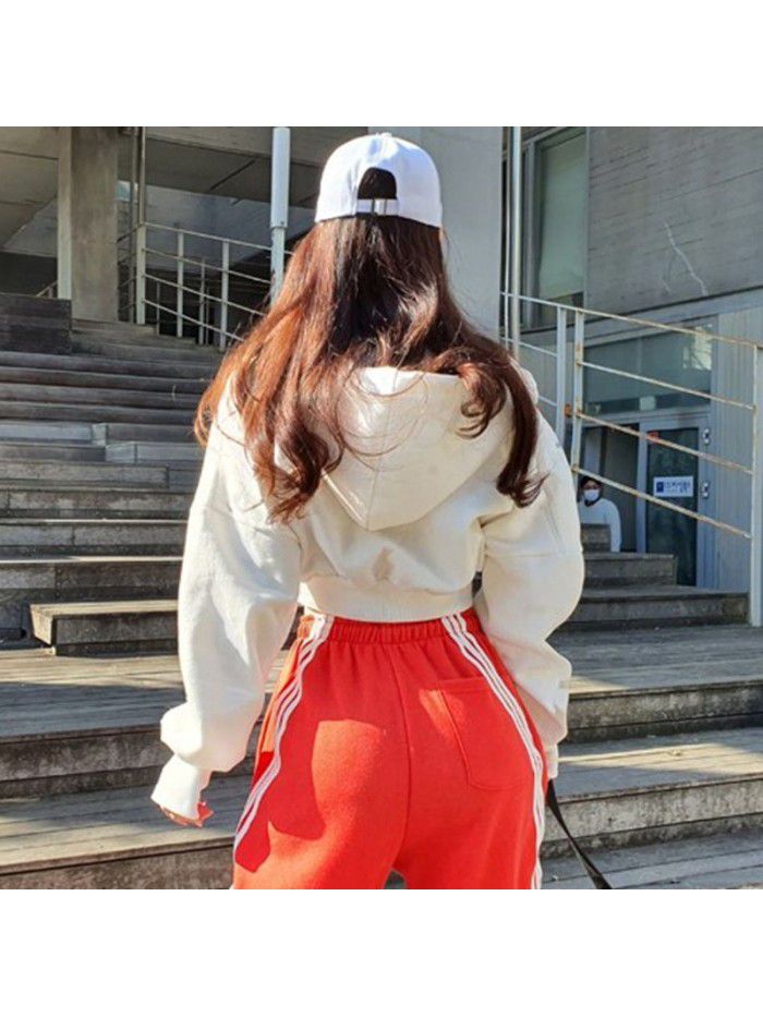 Autumn and Winter New Hooded Short Sweater Casual Zipper Cardigan Coat Women