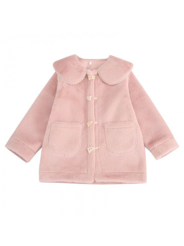 Girls' coat autumn and winter new Korean version of children's westernized mid to large girl style