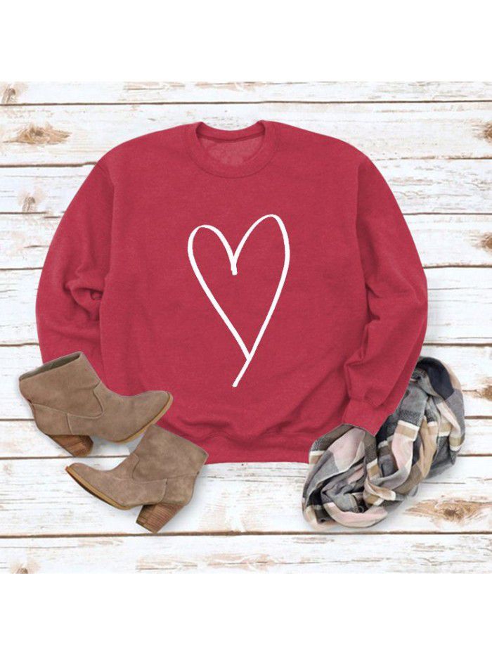 Women's top new line love round neck casual long sleeved sweater