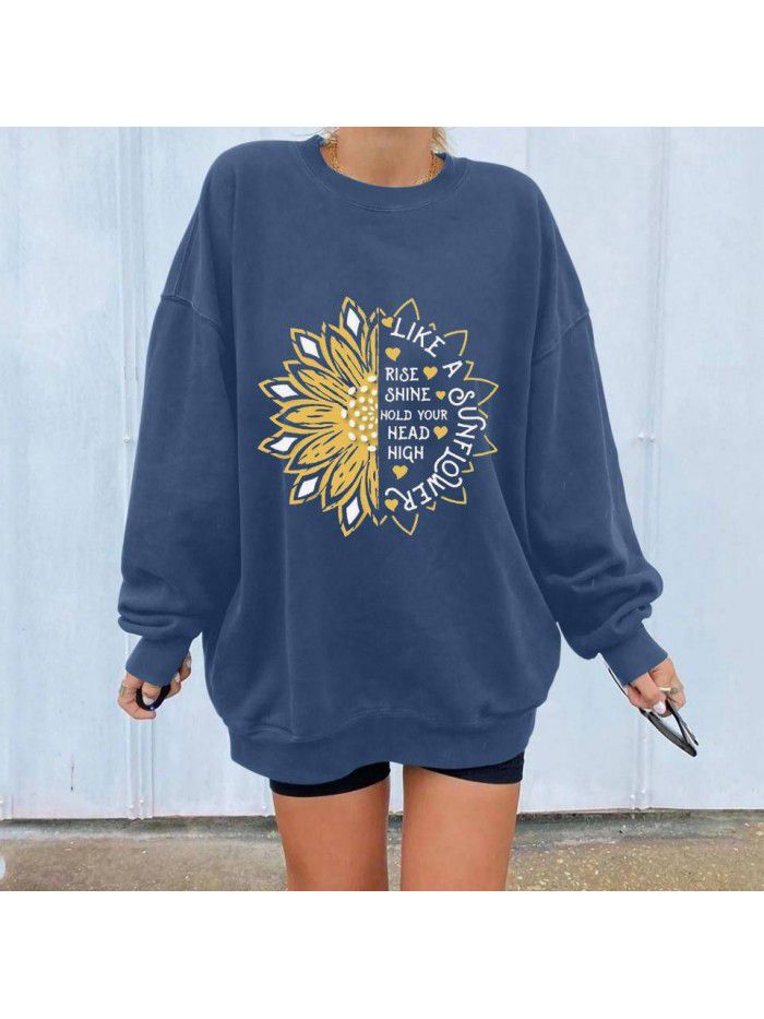 Autumn and Winter Round Neck Pullover Sweatshirt Women's Urban Style Brushed Sweatshirt