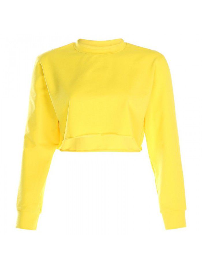 Women's New Solid Color Loose Slim Show Umbilical Base Long Sleeve Thin Sweater Coat 