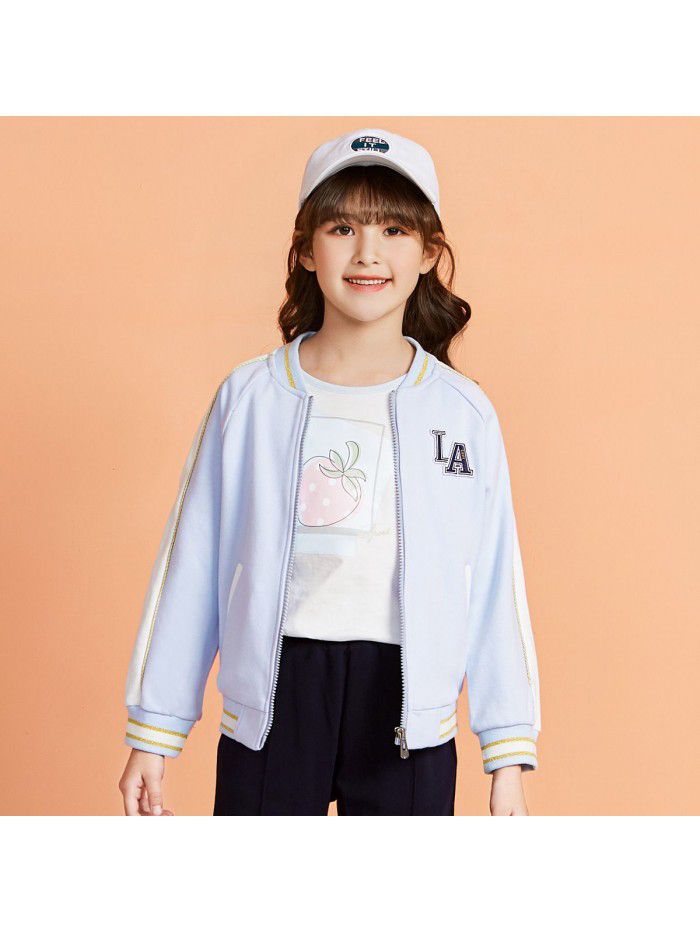 Spring new girls' coat loose and fashionable children's baseball suit comfortable sports top 