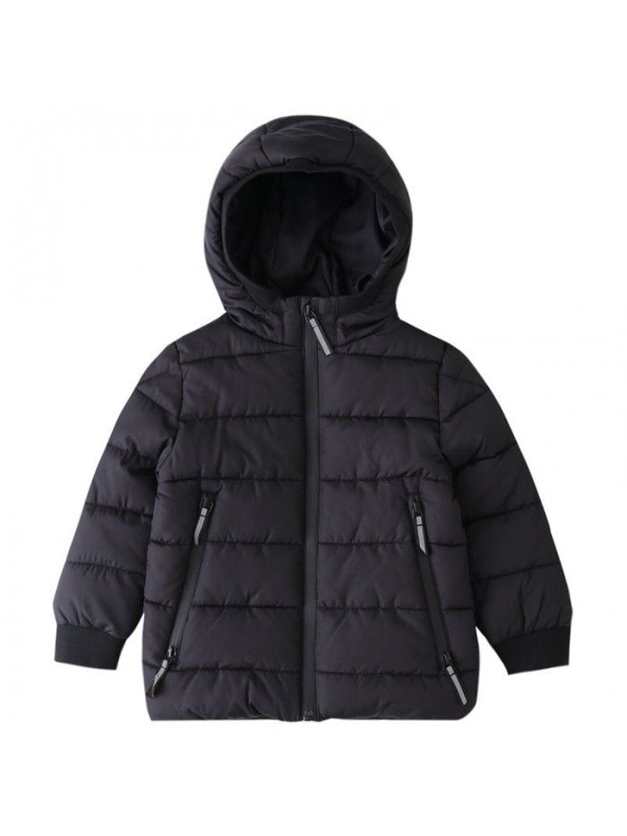 Children's sports cotton jacket, boys' outdoor warmth, hooded cotton jacket, children's winter cotton jacket 
