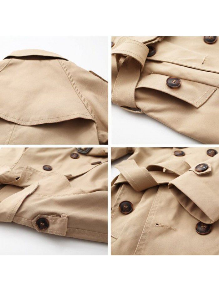 Boys' windbreaker coat Spring and autumn girls' coat medium length thickened coat British children's windbreaker 