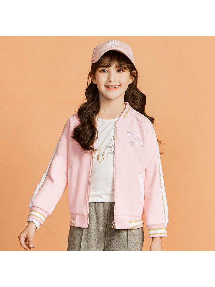 Spring new girls' coat loose and fashionable children's baseball suit comfortable sports top 