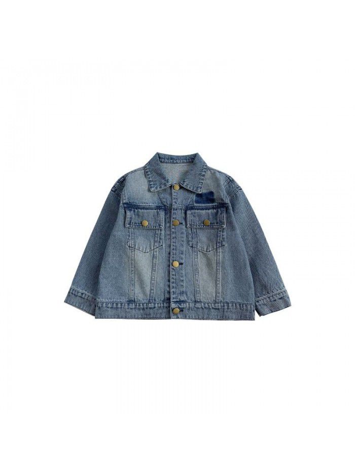 Spring New Children's Wear Children's Vintage Denim Clothing Boys' Spring and Autumn Fashion Versatile Coat