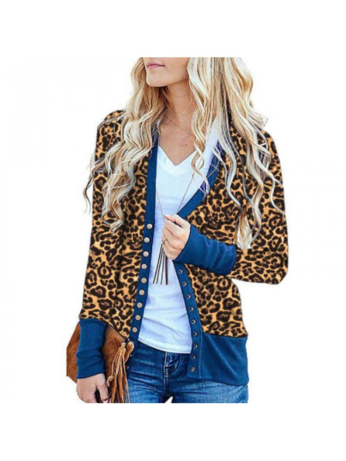 Women's striped patchwork medium length long sleeved single breasted cardigan jacket