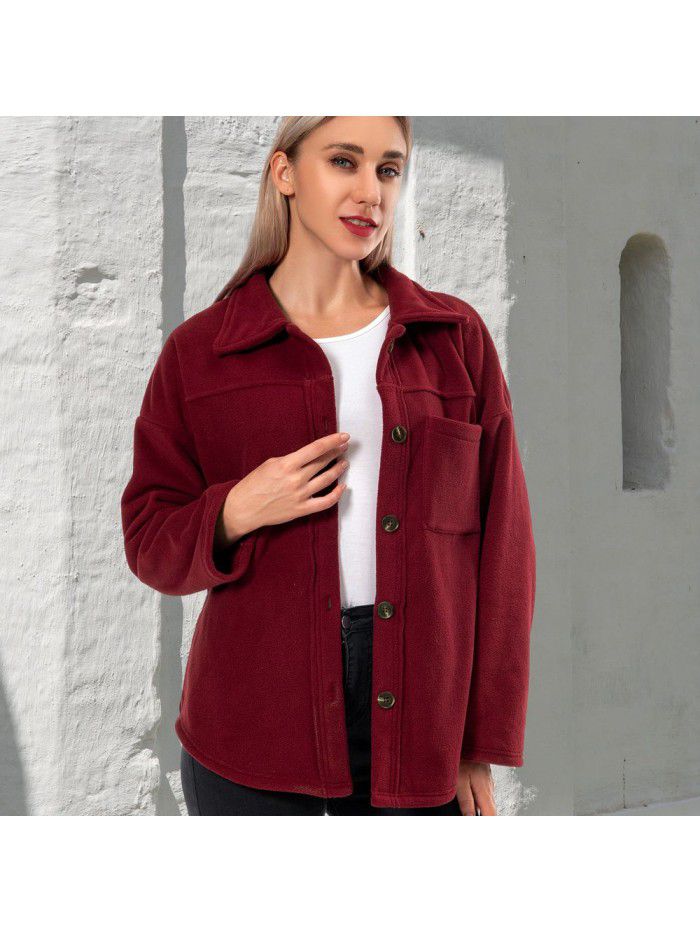 Thickened fleece coat Autumn and winter plush sweater Women's coat 