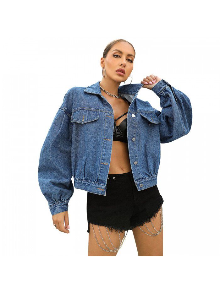 Women's casual street trendsetter loose and versatile short denim jacket