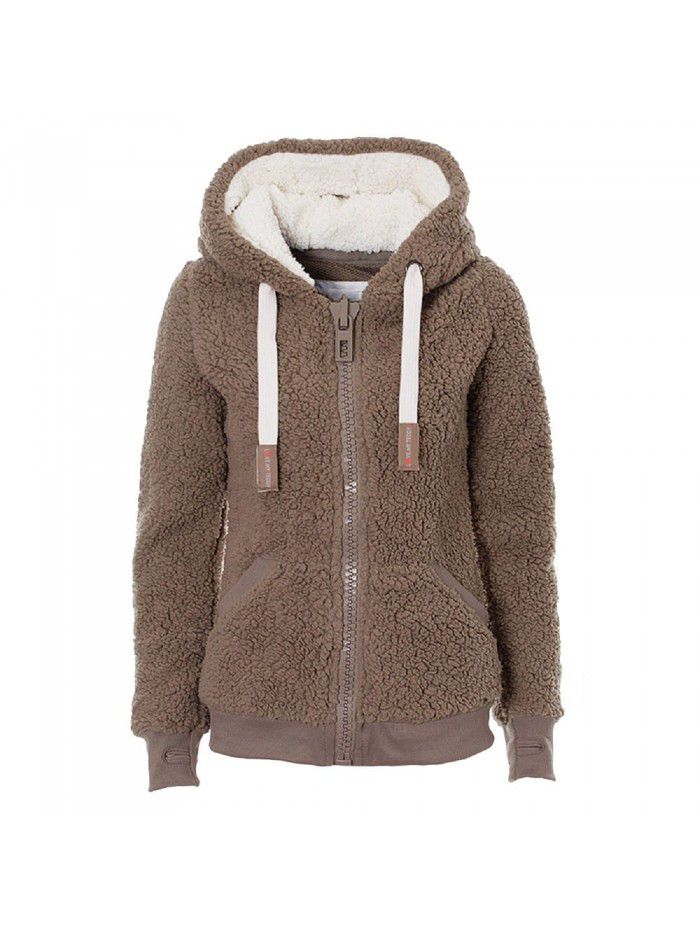 Autumn and Winter Hooded Plush Cardigan Long Sleeve Sweater Women's Jacket Loose Coat 
