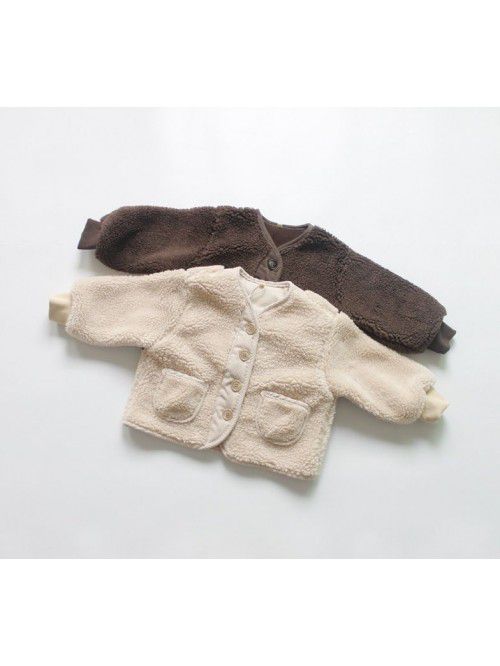 Children's winter jacket loose plush Gary cotton j...