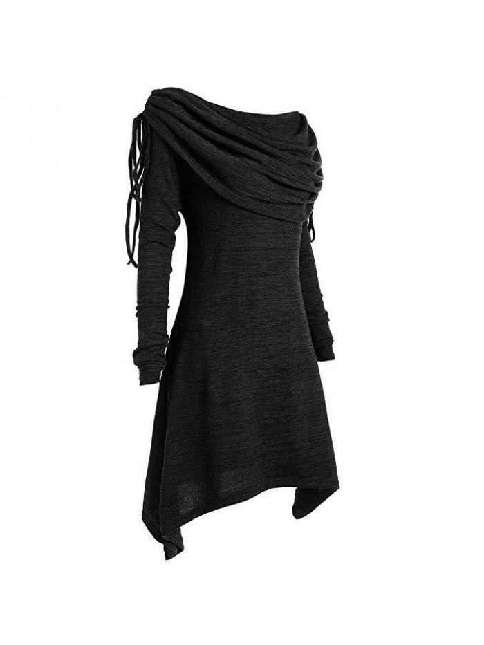 Autumn women's long sleeved pleated collar casual extended fashionable sweater