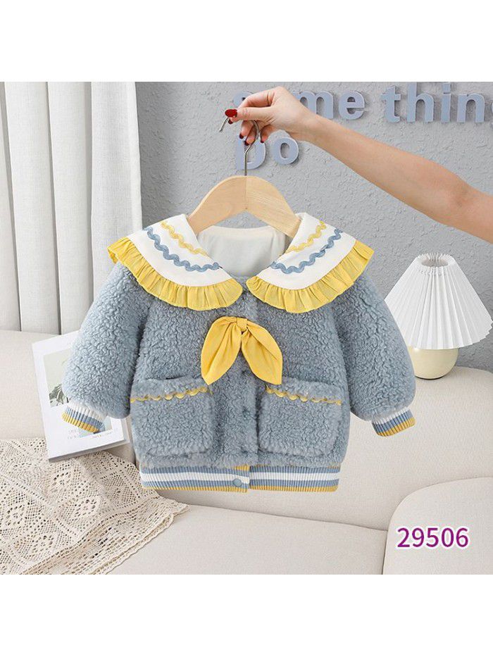 Winter new girls' coat fashion warm plush children's long-sleeved coat 