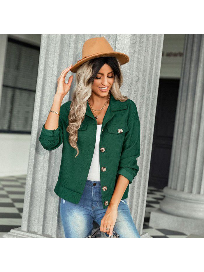 Autumn and Winter New Corduroy Coat Women's Fashion Versatile Jacket