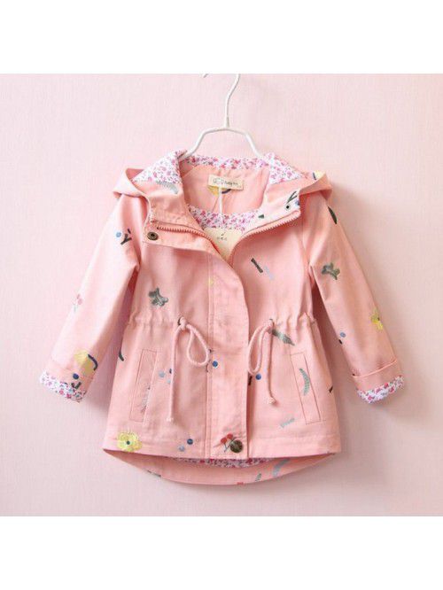 Spring Girls' All Cotton Flower Embroidered Windbr...
