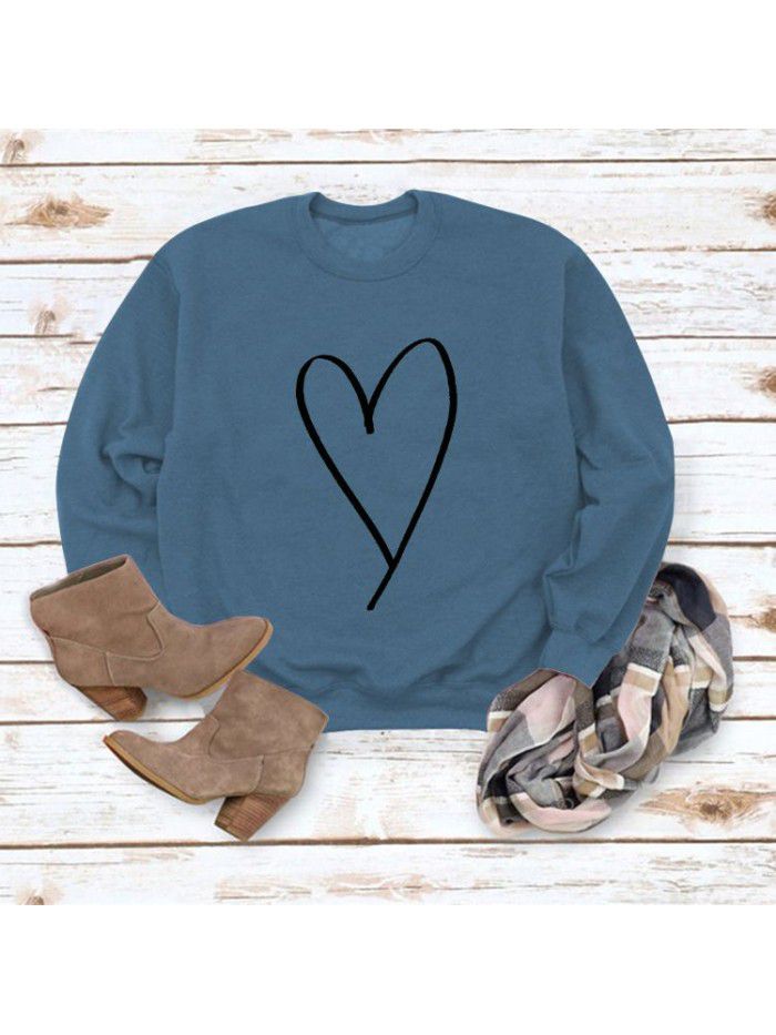 Women's top new line love round neck casual long sleeved sweater