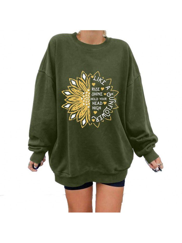 Autumn and Winter Round Neck Pullover Sweatshirt Women's Urban Style Brushed Sweatshirt