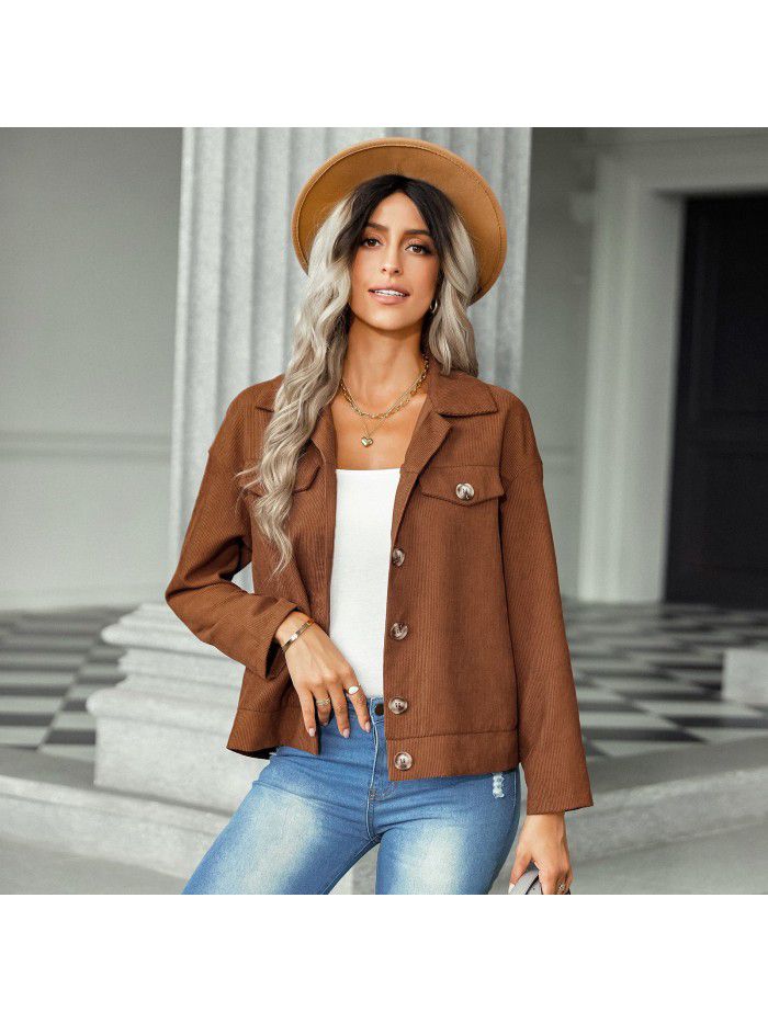 Autumn and Winter New Corduroy Coat Women's Fashion Versatile Jacket