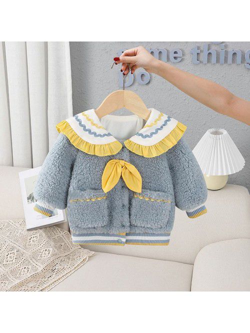 Winter new girls' coat fashion warm plush children...